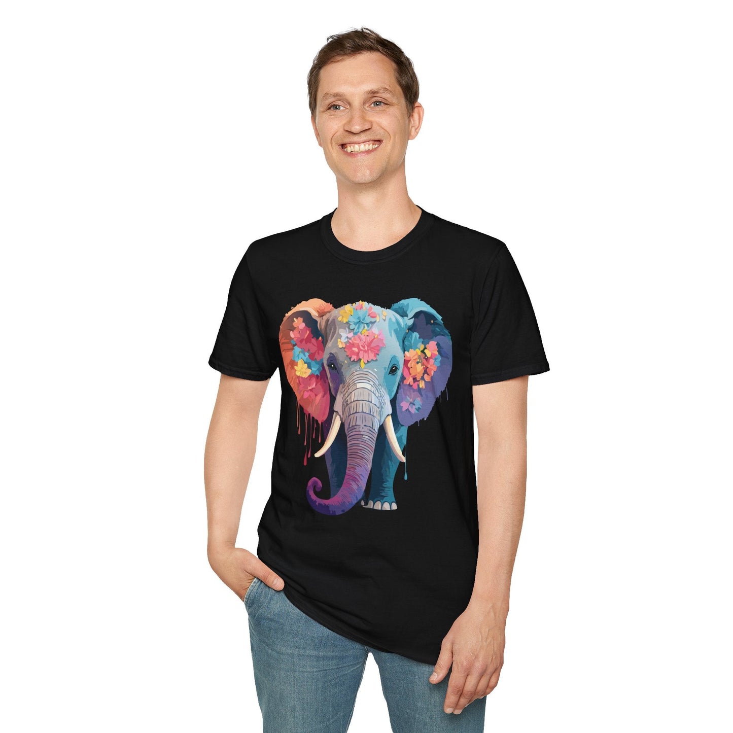 Unisex Elephant T Shirt Gildan SoftStyle 64000 100 Percent Ring Spun Cotton Tee Shirt