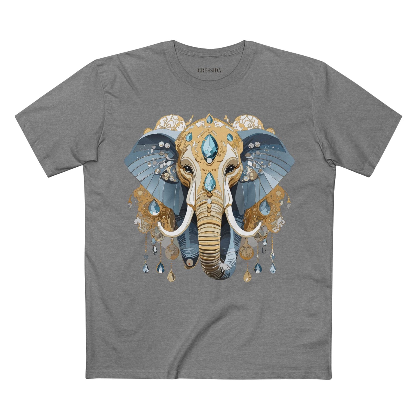 Elephant Graphic Unisex 100 Cotton Tee With Unique Animal Golden Medallion Art Design 35