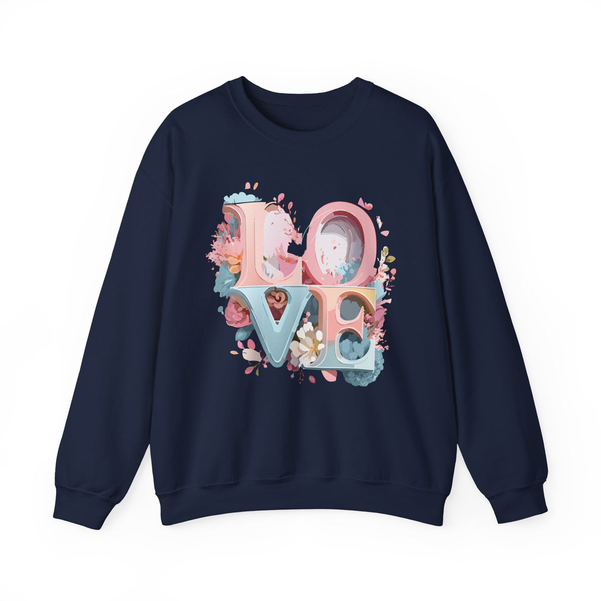 Floral Love Graphic Valentine's Day Sweatshirt Unisex 50/50 Cotton-Poly Sweatshirt w48