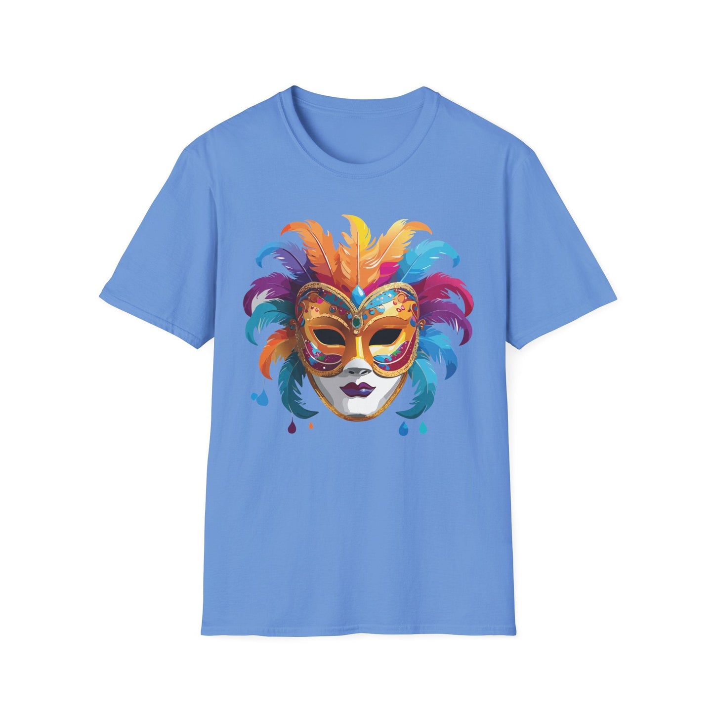 Mask Tee Shirt Unisex Masquerade Design Art Graphic Gildan Softstyle 64000 Cotton Tee