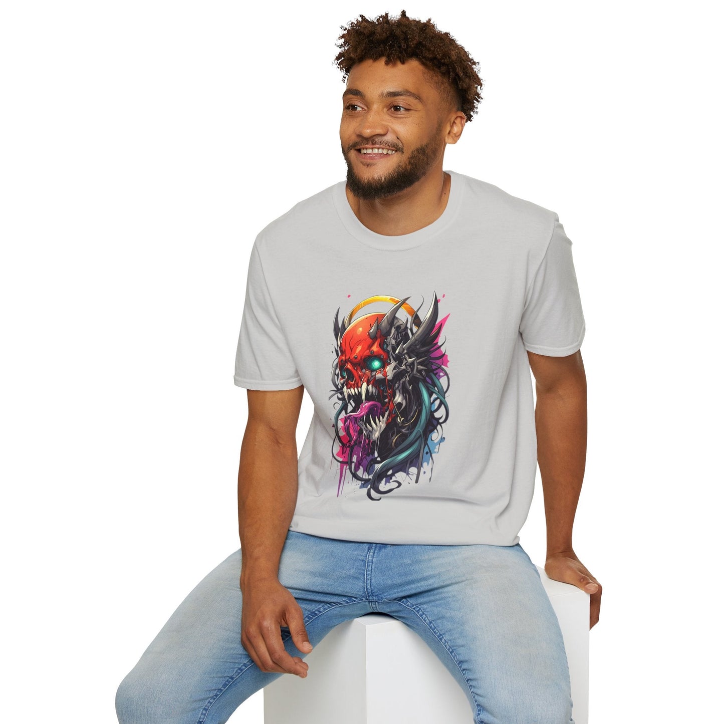 Skull Tee Shirt Unisex Skeleton Art Design Gildan Softstyle 64000 100 Percent Ring Spun Cotton