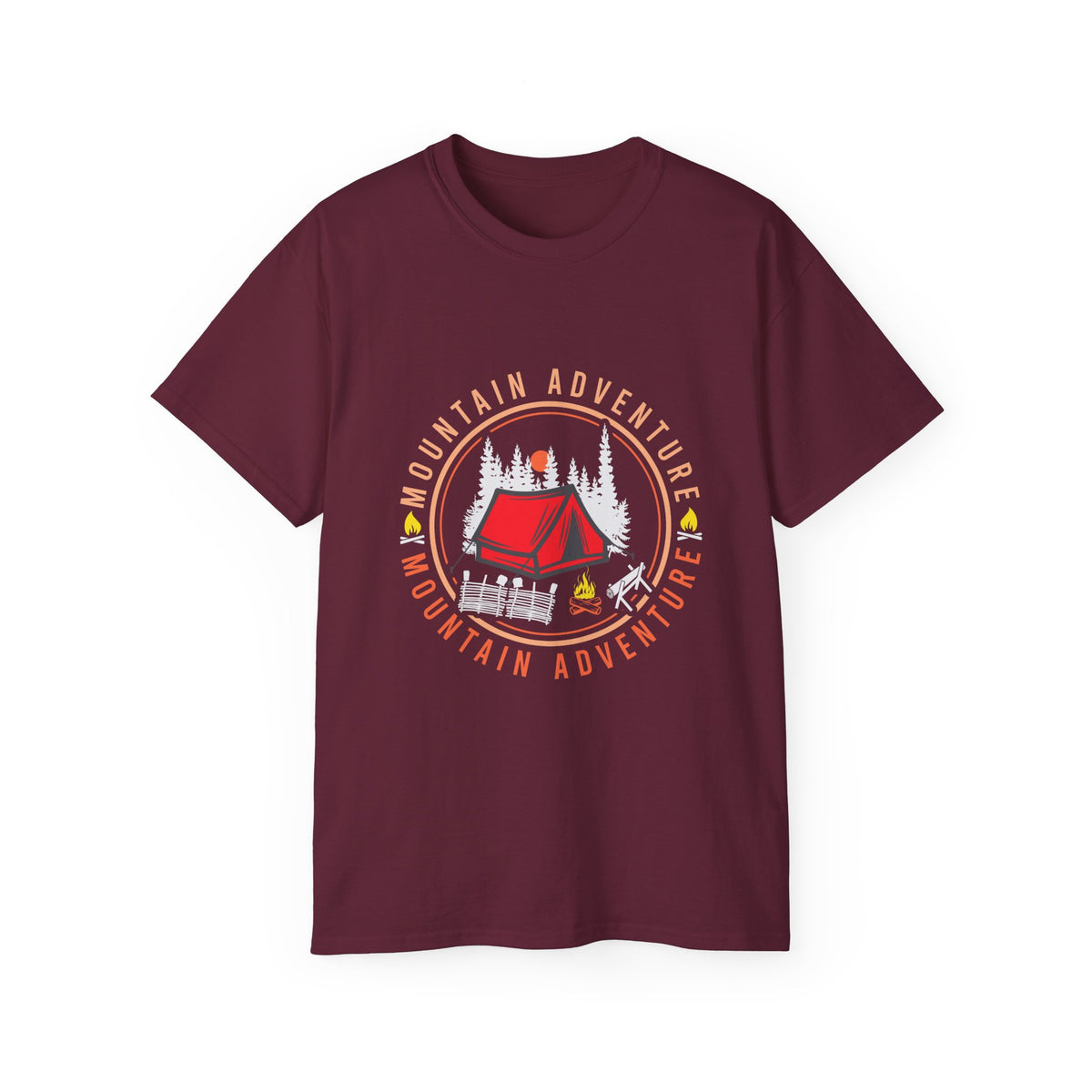 Mountain Adventure Tent Campfire T-Shirt | Camping Graphic Tee