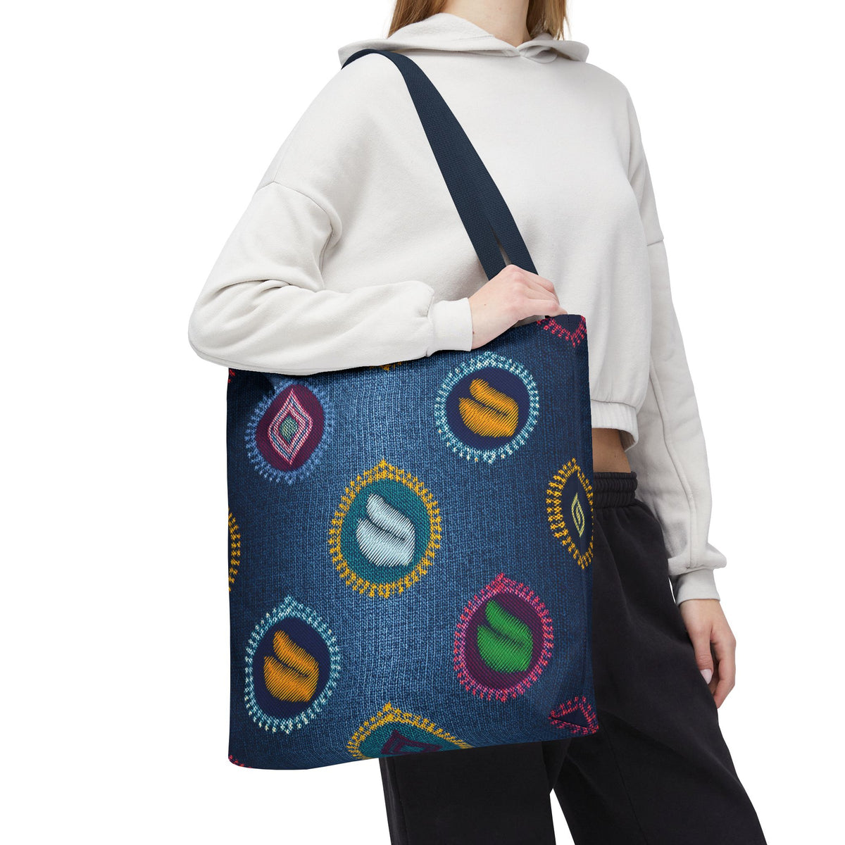 Diwali Graphic Denim Fabric Imitation Print Unisex Canvas Bag Poly Spun 3 Sizes Tote Bag 205-18