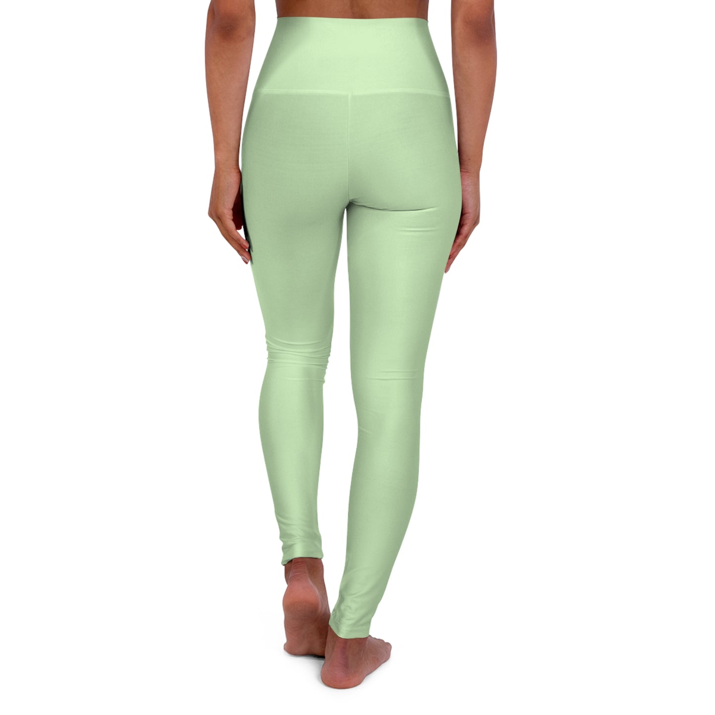 Tea Green Color High-Waist Yoga Leggings Women's Seamless Poly-Span Stretchy Pants XS-2XL