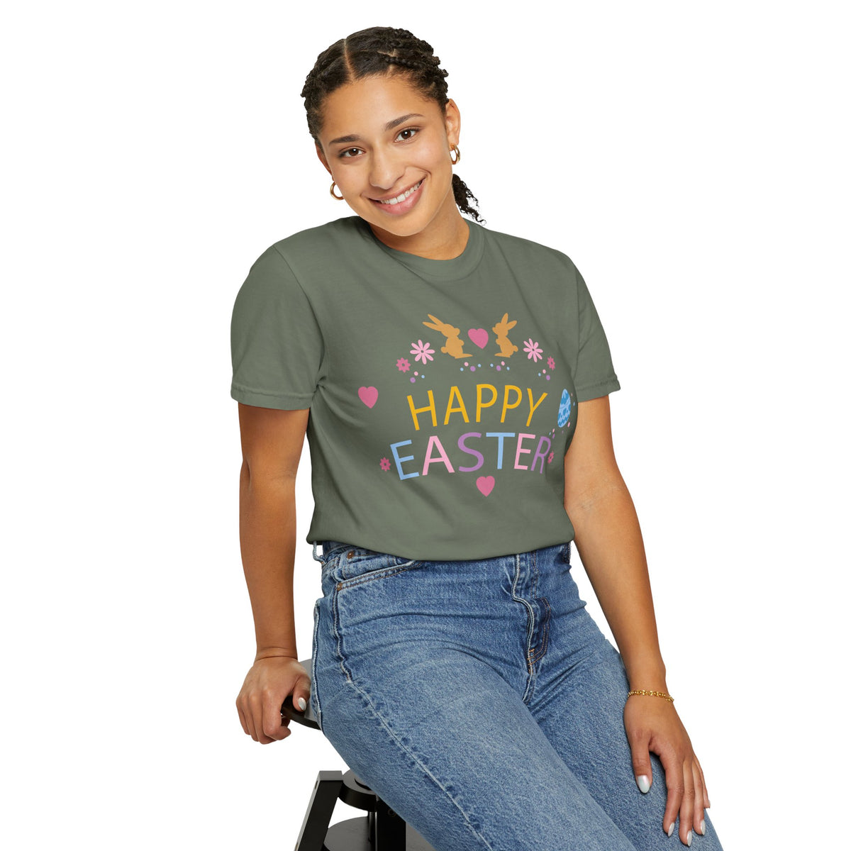 Easter Bunny Heart T-Shirt, Tee Shirt with Easter Signature, T Shirt with Easter Prints, Tee Shirt with Easter Design 2