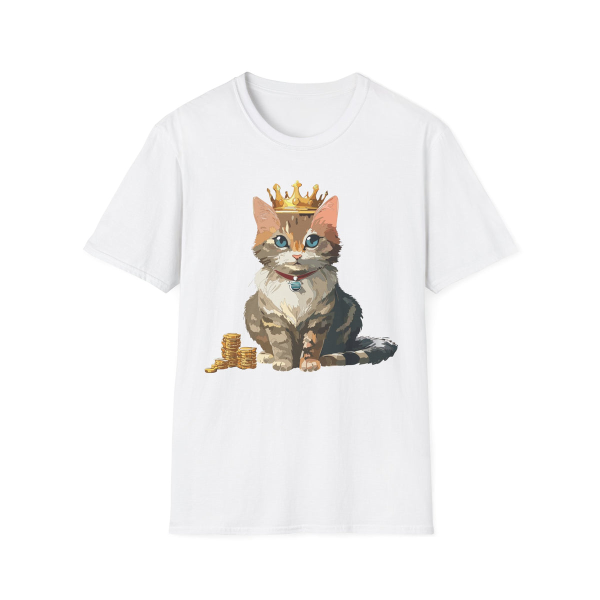 Crowned Tabby Cat T-Shirt | Cute Kitty with Crown and Treasure
