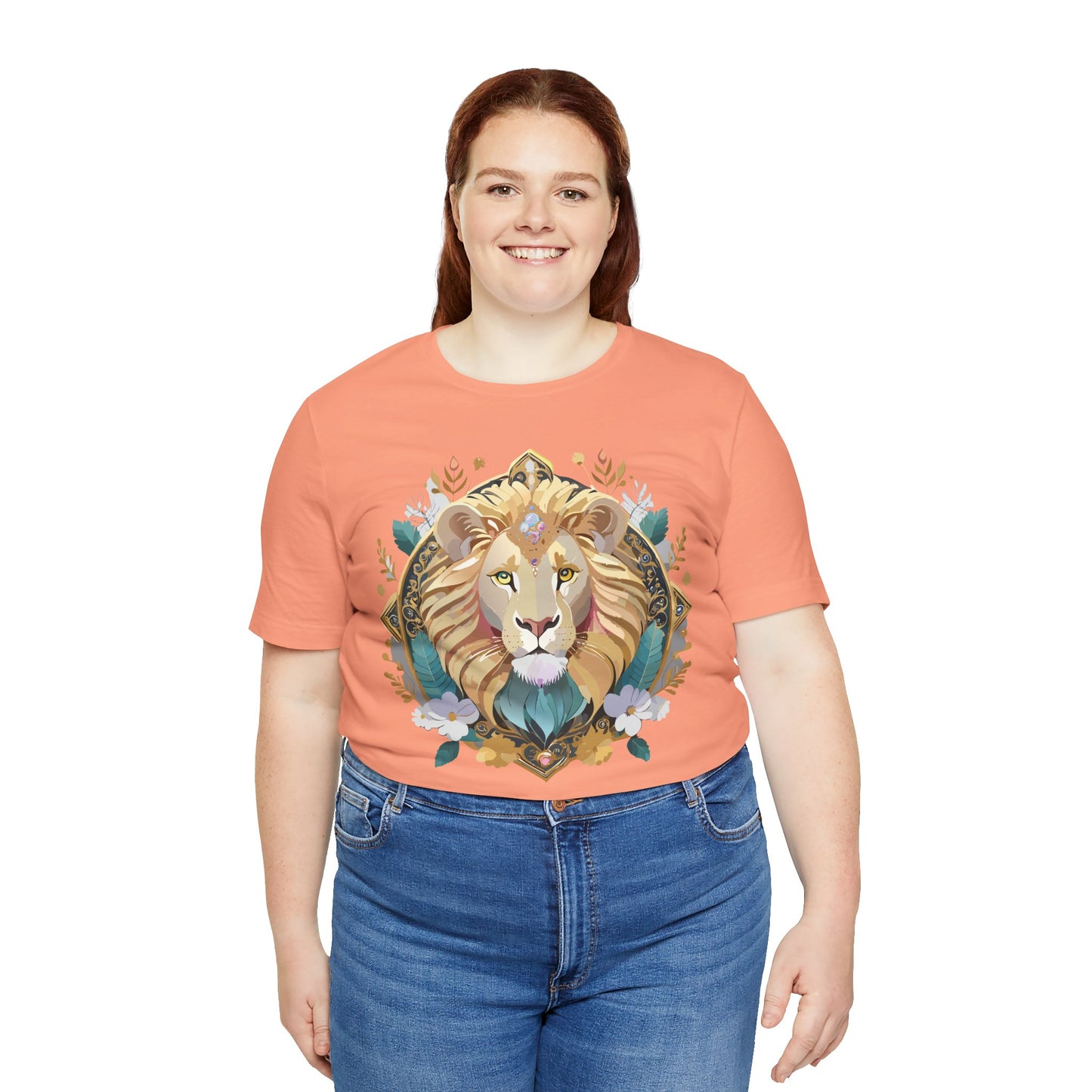 Unisex Lion Graphic Tee, Animal Shirt, Tee Shirt with Lion, Medallion T-Shirt, Animal Medallion Tees 2