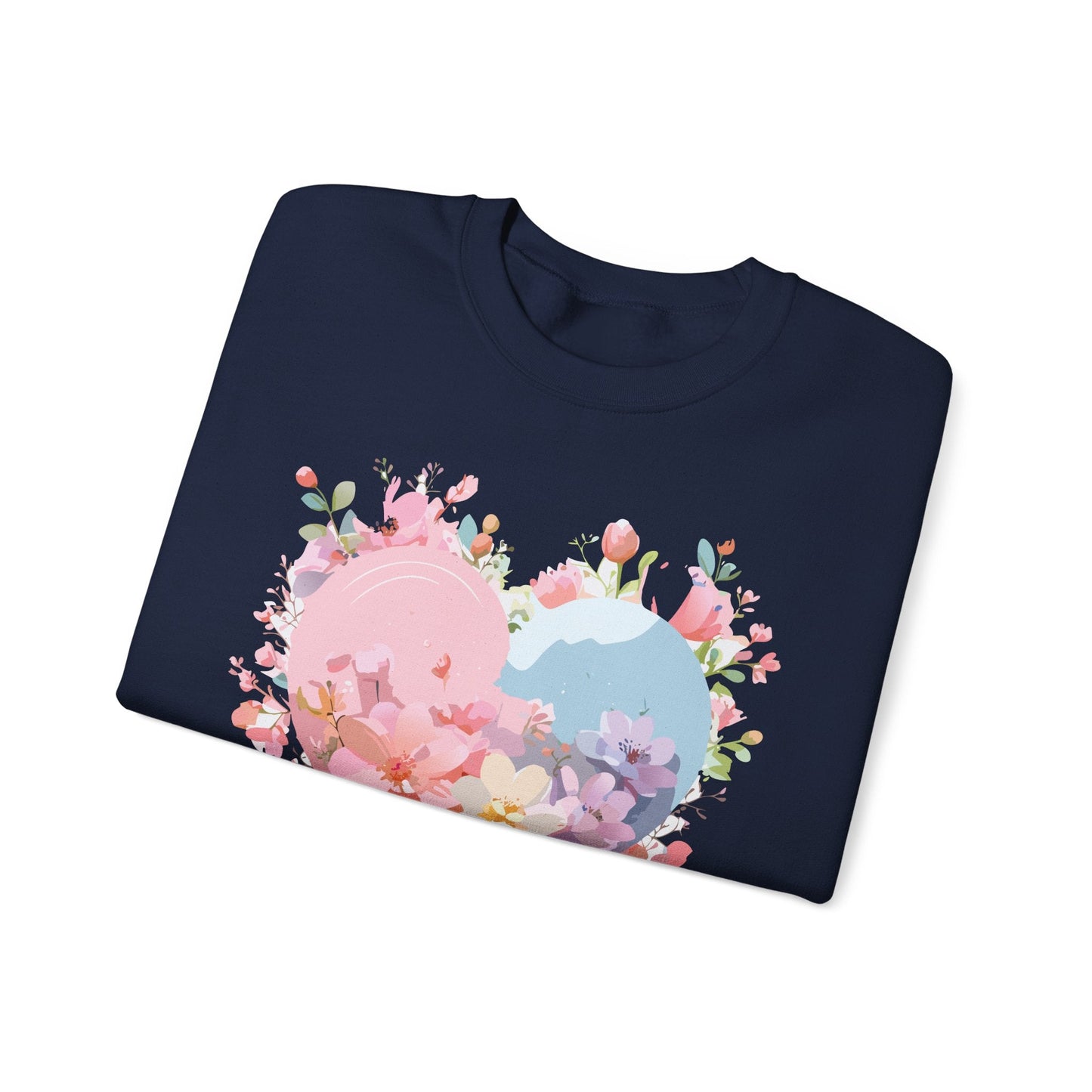 Floral Heart Sweatshirt Unisex Valentine Day Crewneck Gildan 18000 Heavy Blend Winter Wear