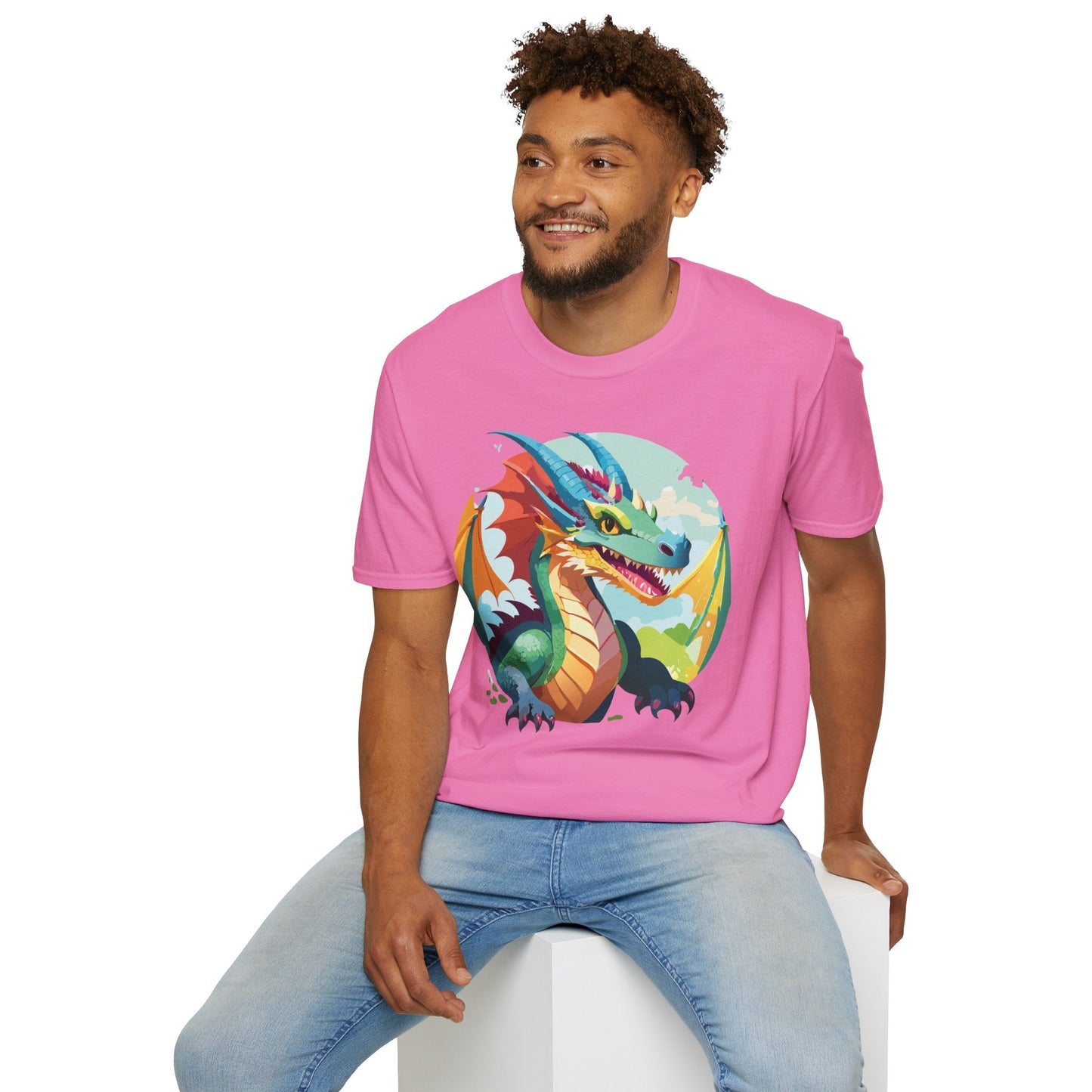Dragon Graphic Unisex Cotton Softstyle Art Design Tee With Animals 19