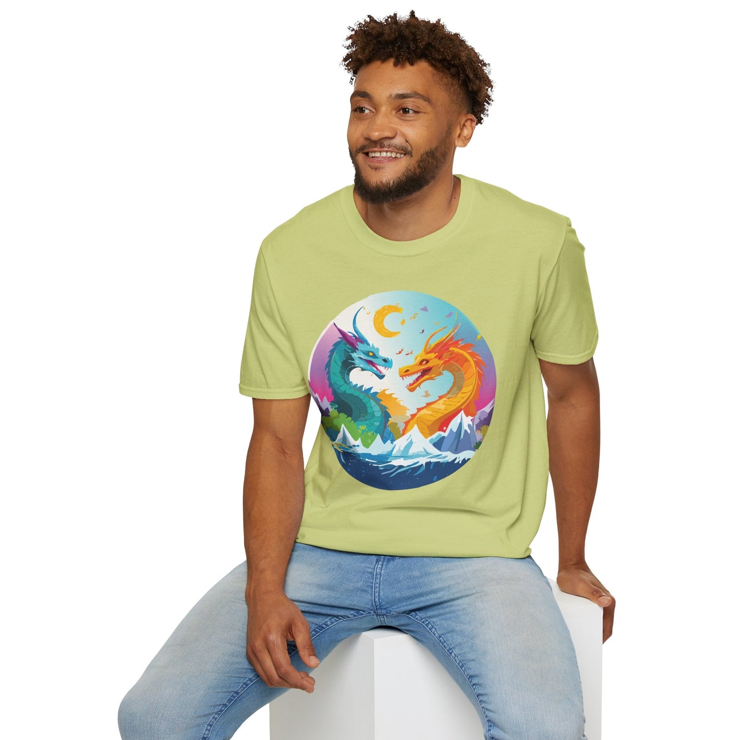 Dragon T Shirt Unisex Gildan Softstyle 64000 Tee Dragon Artwork Animal Print Shirt