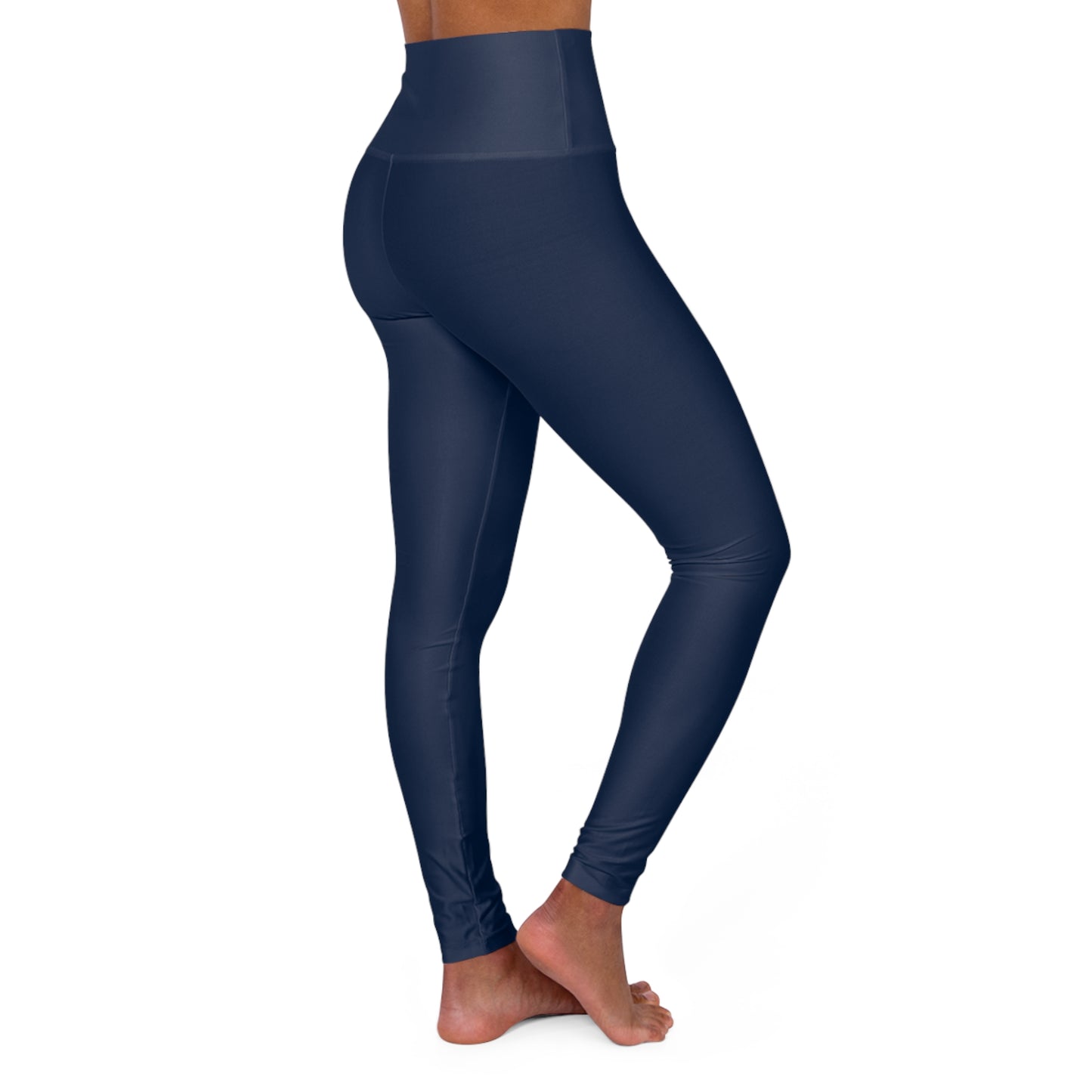 High-Waist Prussian Blue Yoga Leggings Women's Seamless Poly-Span Stretchy Solid Navy Activewear Pants