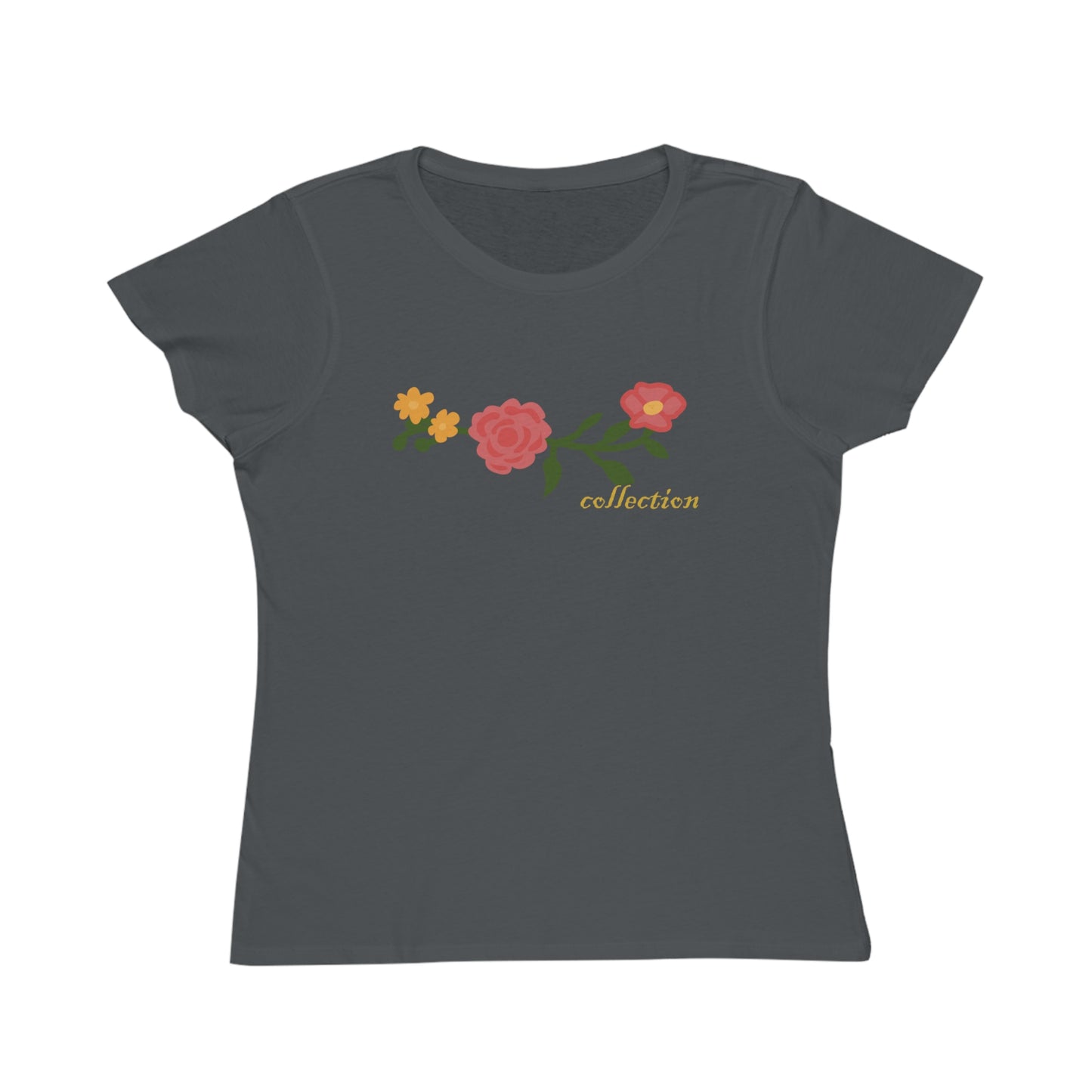 Camiseta de mujer de algodón orgánico con estampado floral