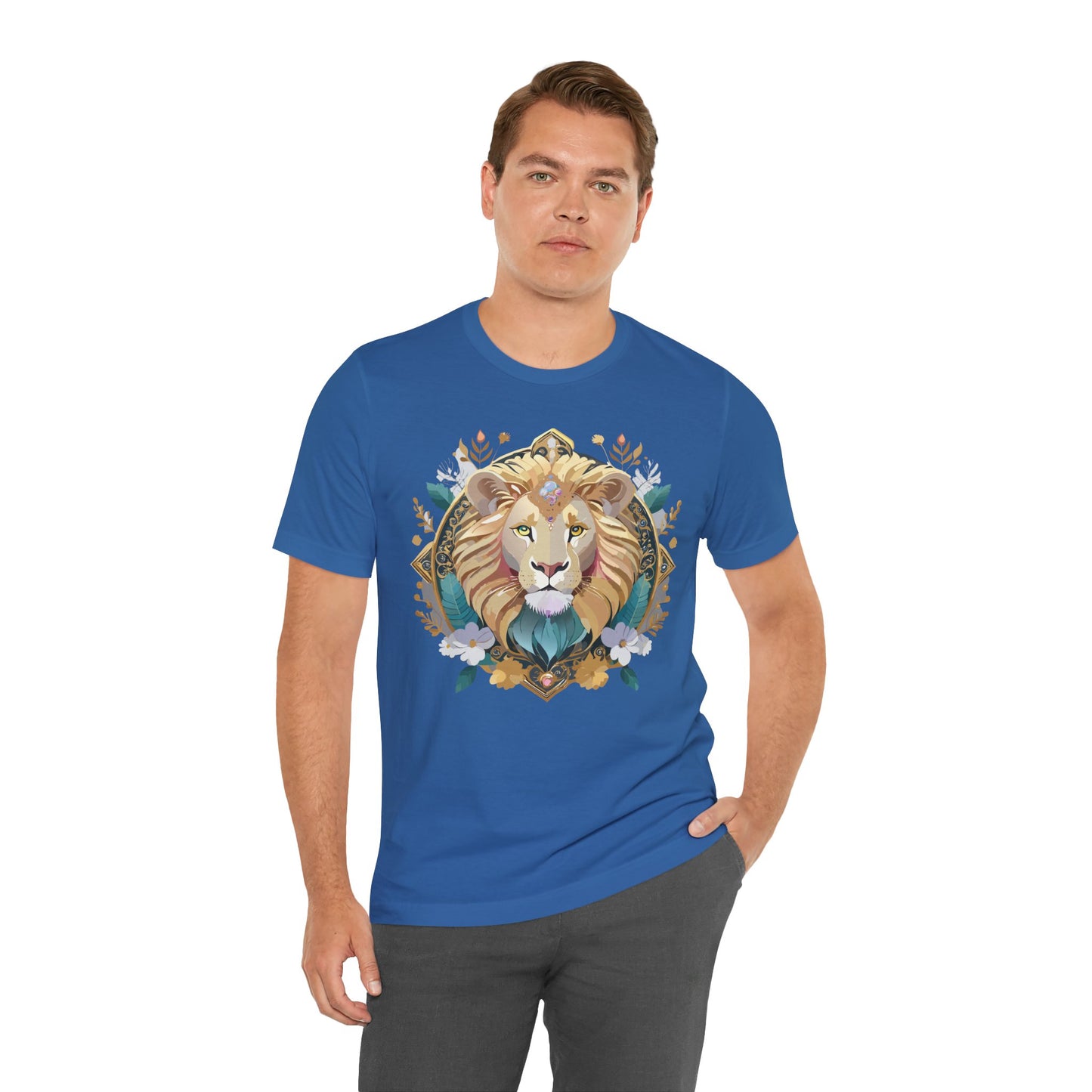 Unisex Lion Graphic Tee, Animal Shirt, Tee Shirt with Lion, Medallion T-Shirt, Animal Medallion Tees 2