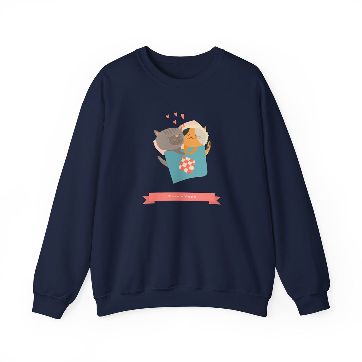 Cat Graphic Valentine's Day Sweatshirt Unisex 50/50 Cotton-Poly Animal Sweatshirt w08