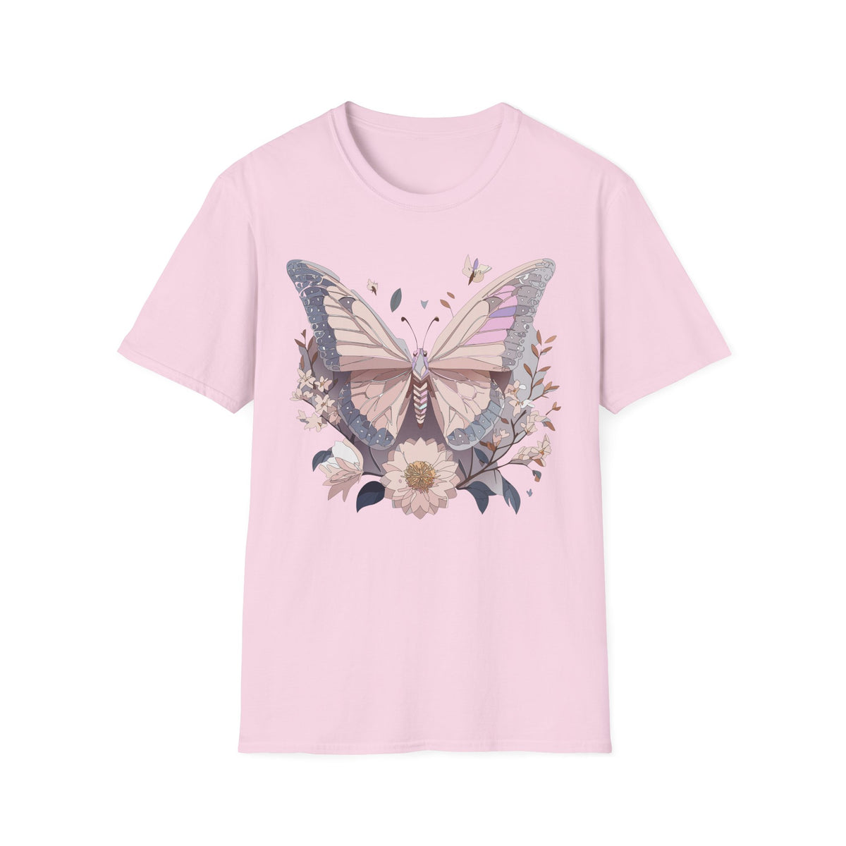 Pastel Butterfly Floral Wings Graphic Design Unisex 100 Cotton Gildan T-Shirt