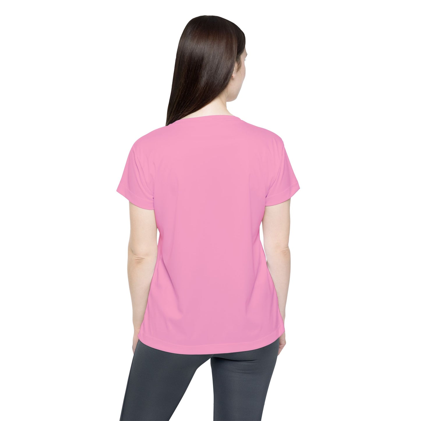 Doll Pink Women's Sports Jersey Short Sleeves 100% Poly Solid Pink Color Print Athletic Tee