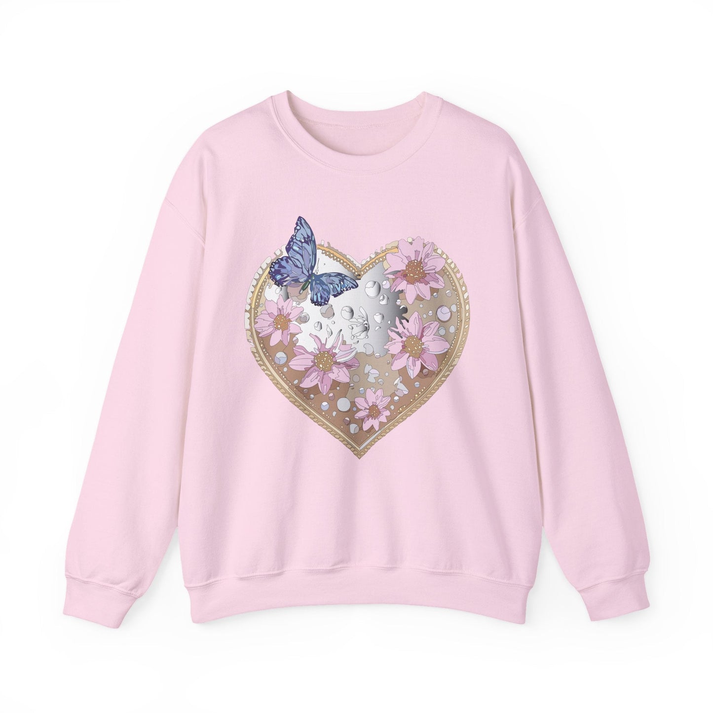 Floral Heart Love Sweatshirt For Valentines Day Unisex Heavy Blend Crewneck Sweatshirt