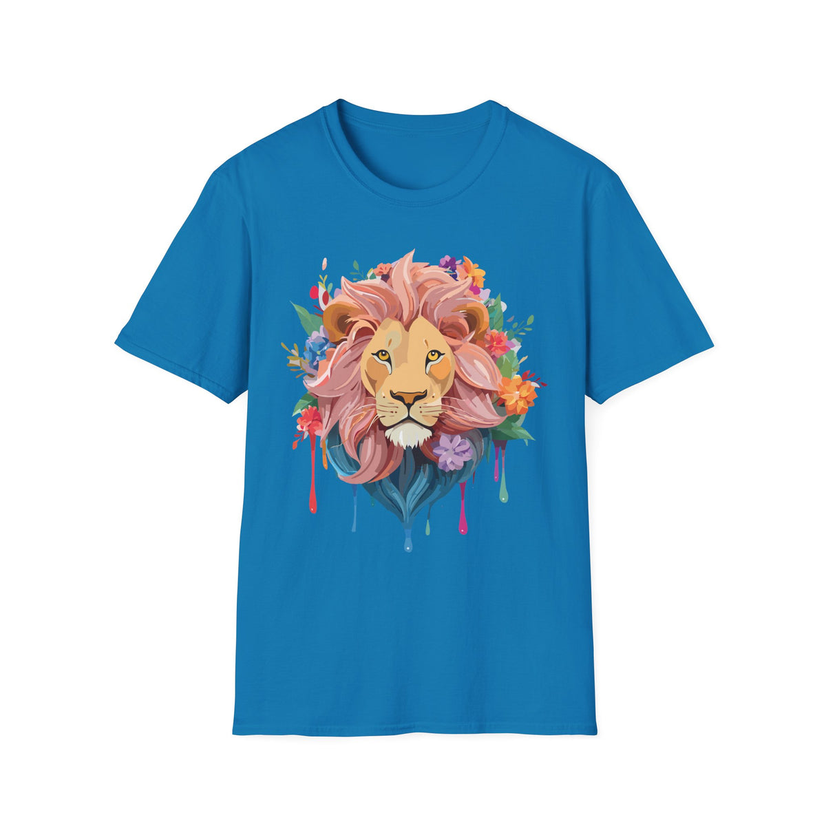 Floral Watercolor Lion T-Shirt | Colorful Mane Illustration