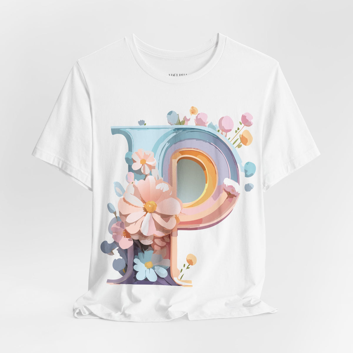 Letter P Graphic Unisex Cotton Bella+Canvas Tee with Art Letter Design