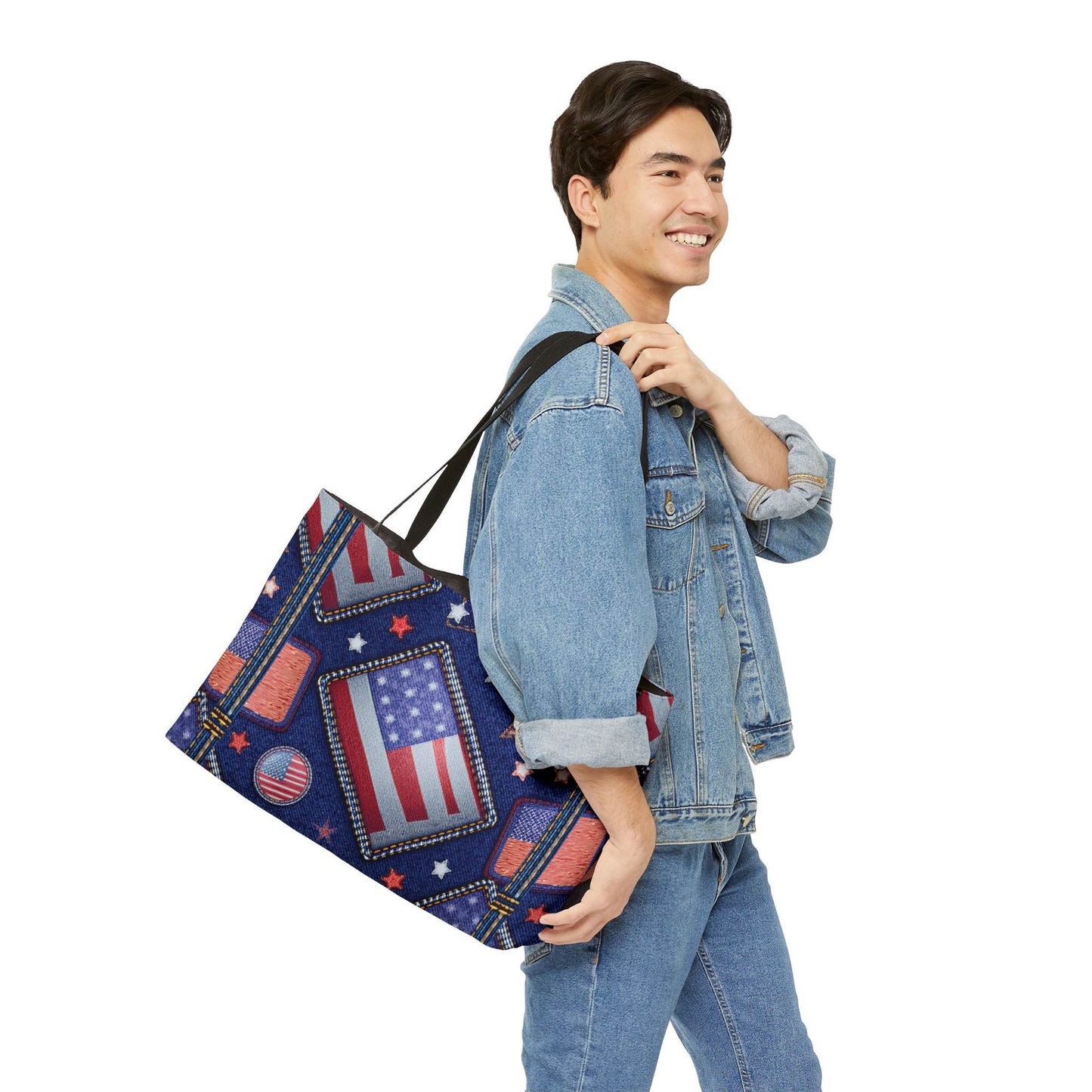 4th of July Denim Color Imitation Print Unisex  Yoga Bag  Spun Poly 24x13 Canvas Bag 59