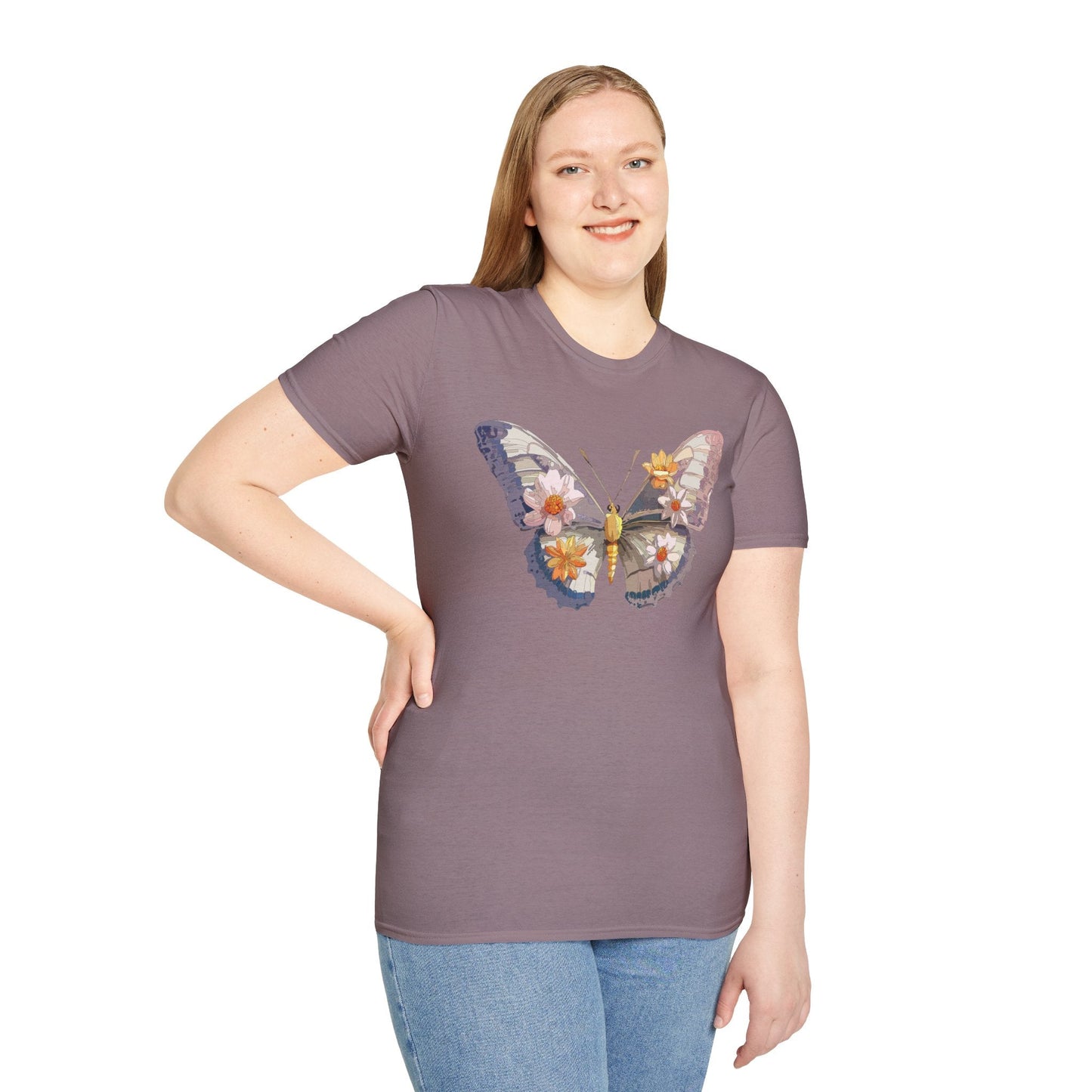 Butterfly Shirt Unisex Short Sleeve Tee Monarch Butterfly Design Gildan Softstyle 64000