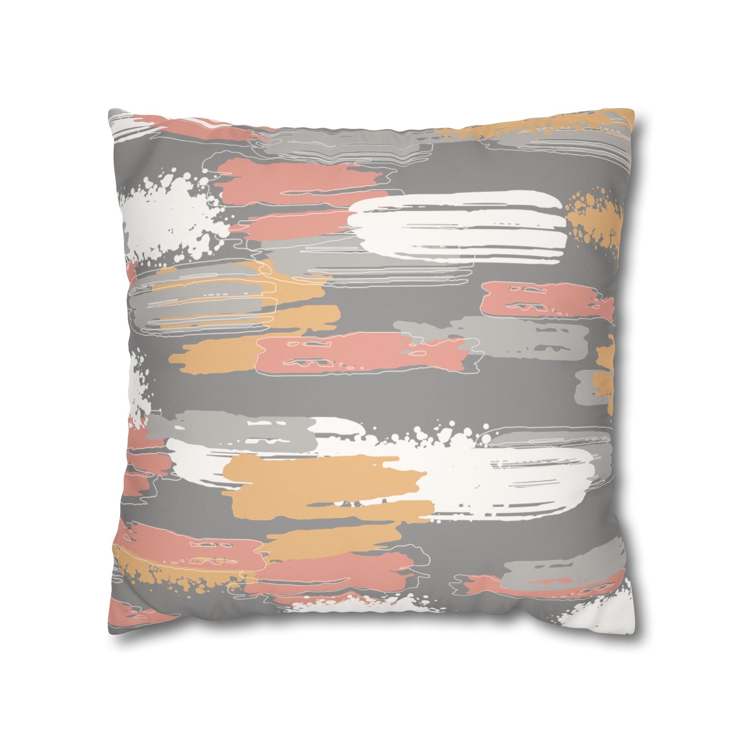 Faux Suede Pillowcase with Abstract print