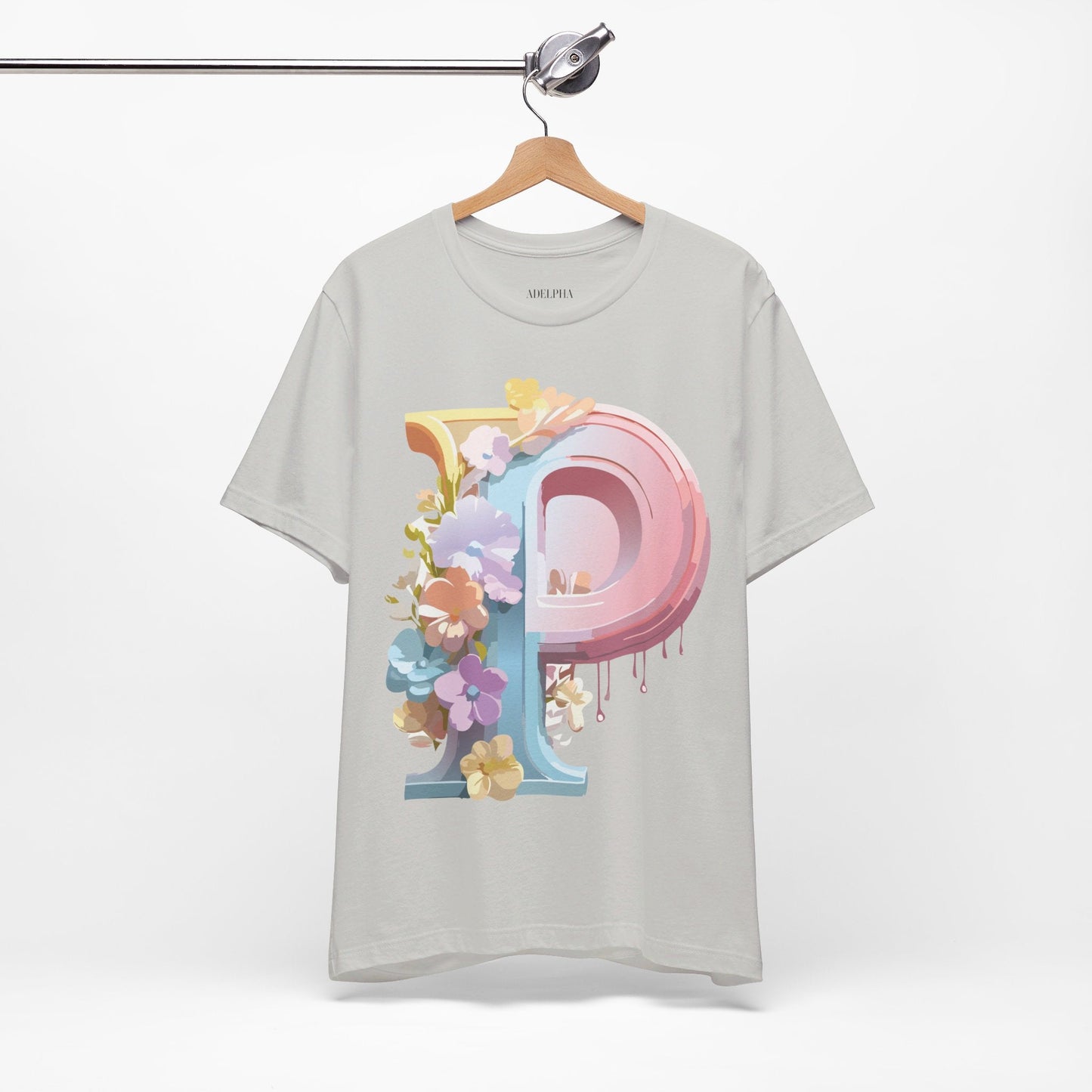 Adelpha Letter P Graphic Tee Unisex Vintage Inspired Art Design Jersey Short Sleeve Shirt