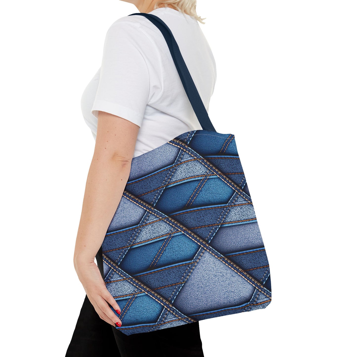 Denim Fabric Imitation Print Unisex Canvas Bag Poly Spun 3 Sizes Tote Bag 100