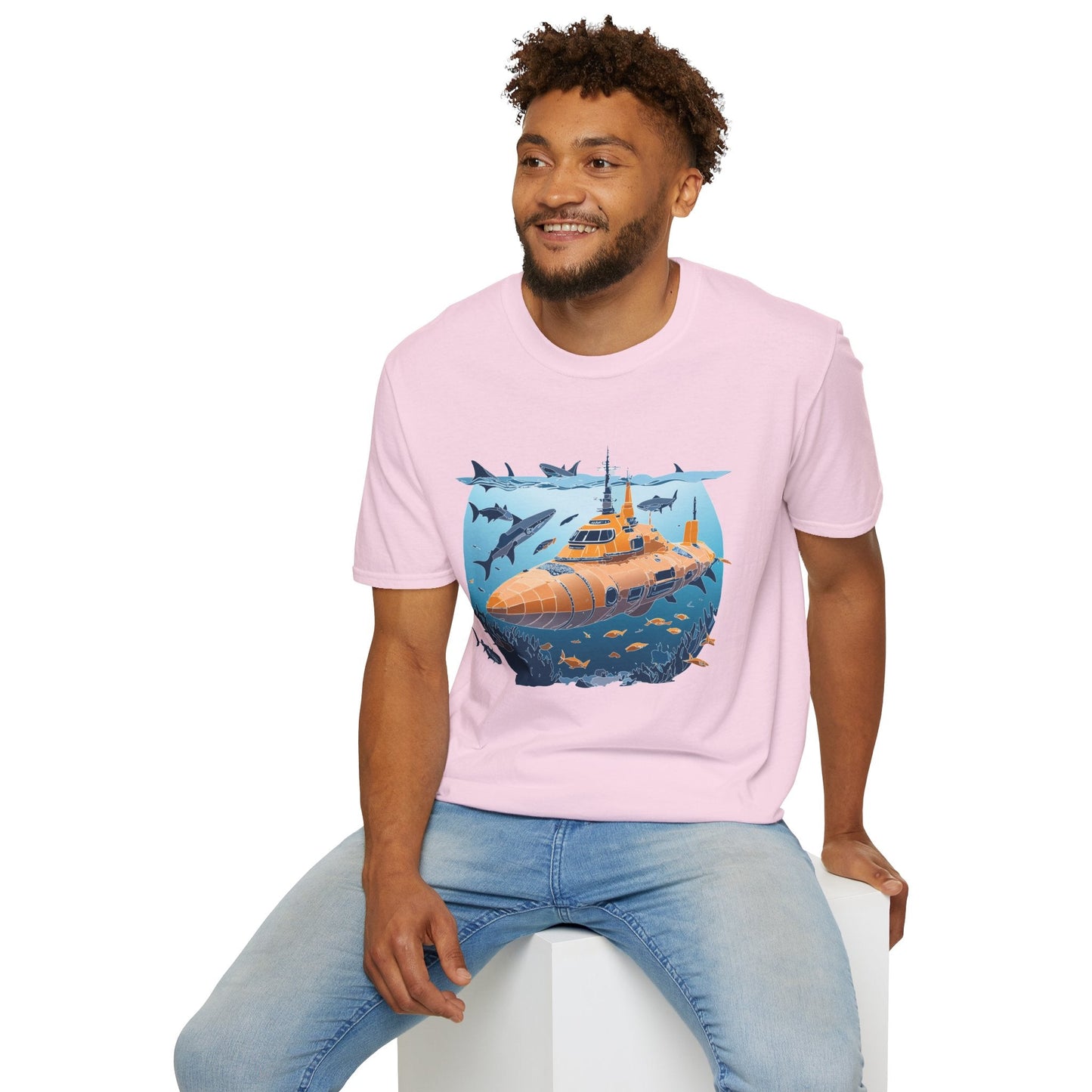 Ocean Graphic Tee Shirt Unisex Softstyle 64000 Gildan Lightweight Breathable Ocean Design U Boat