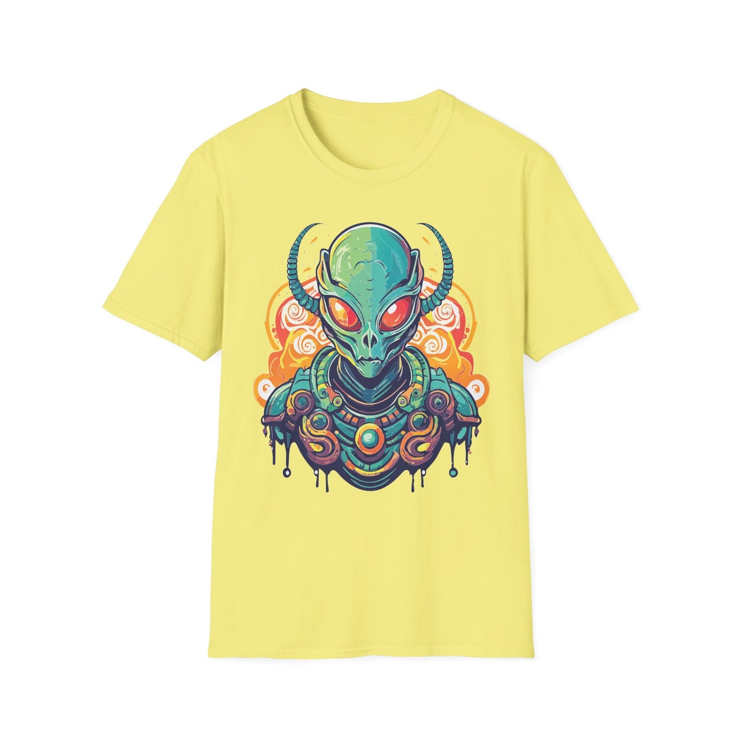 Cosmos Alien T Shirt Unisex Softstyle Cotton Tee With Space Artwork Graphic Design