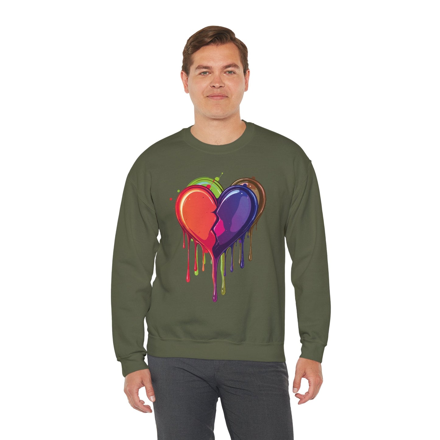 Unisex Double Heart Sweatshirt Valentines Day Love Theme Big Heart Design