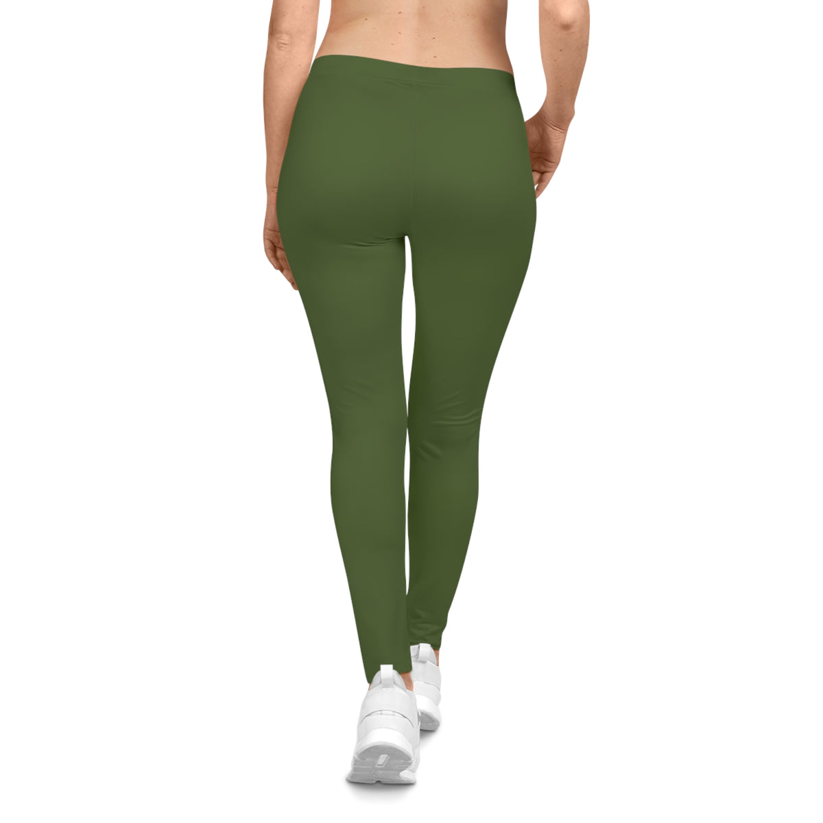 Olive Leaf Color Women's Poly-Span Casual Leggings XS-2XL