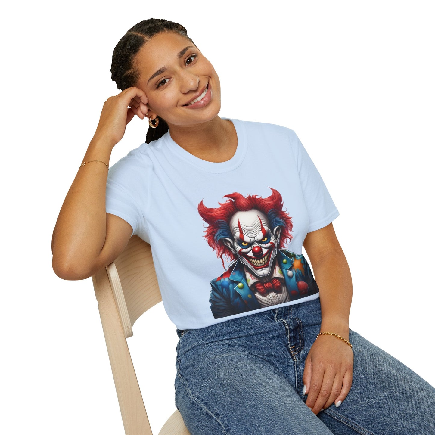 Unisex Clown Shirt With Funny Man Circus Print Tee Gildan Softstyle 64000 Classic Comfort Wear