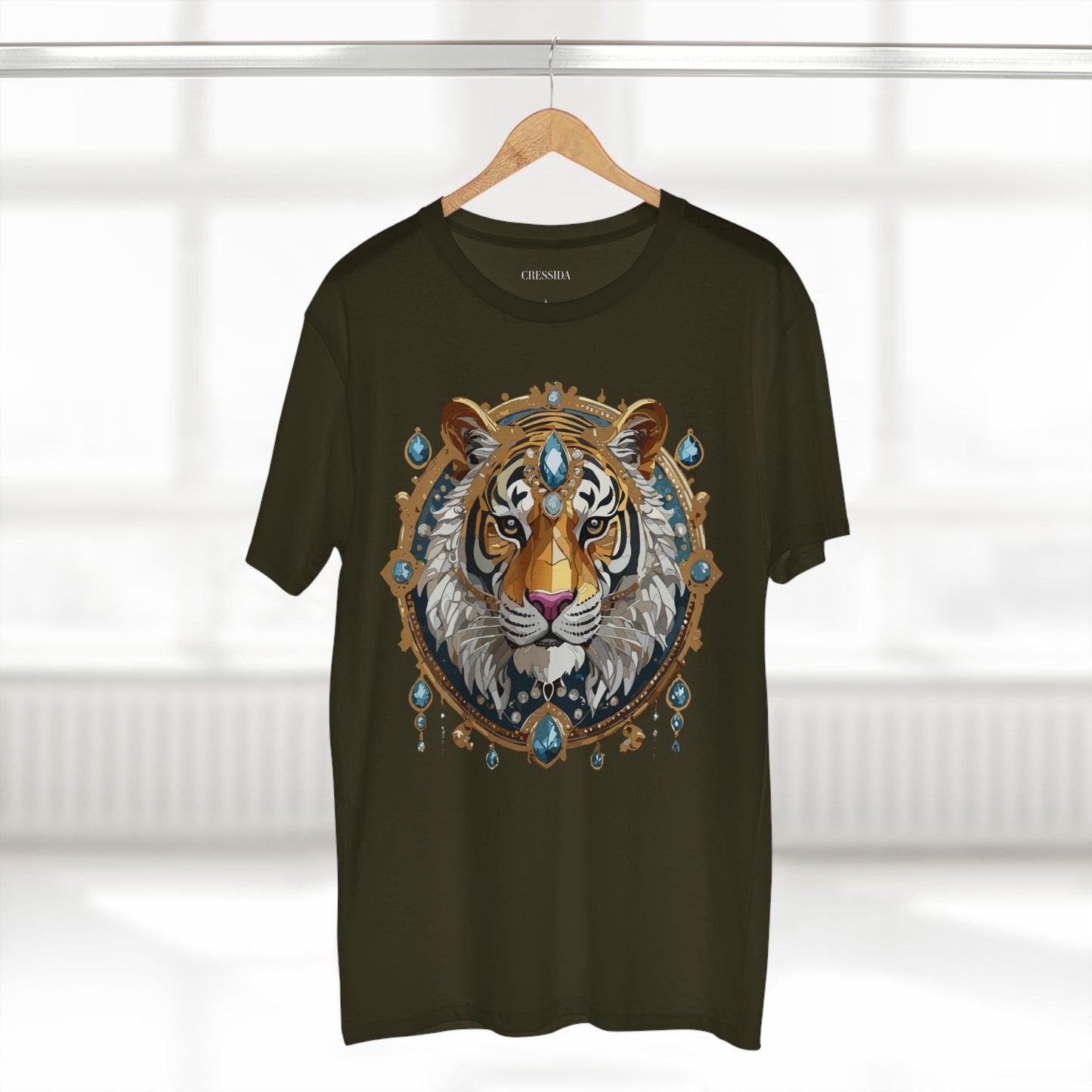Tiger Graphic Unisex 100 Cotton Tee With Unique Animal Golden Medallion Art Design 51