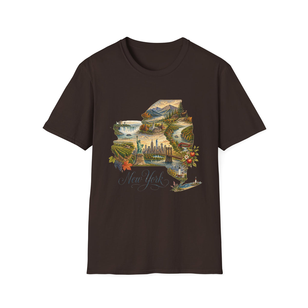 New York State Travel Tourist Graphic Design Unisex 100 Cotton Gildan T-Shirt