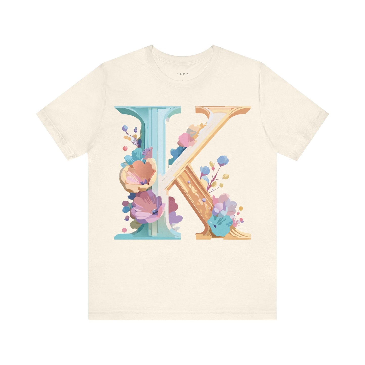 Letter K Graphic Tee Unisex Shirt By Adelpha Vintage Art Design Short Sleeve Collection