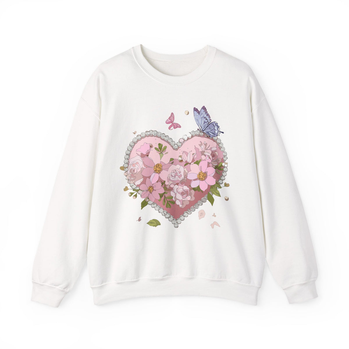 Floral Heart Love Graphic Valentine's Day Sweatshirt Unisex 50/50 Cotton-Poly Sweatshirt w28