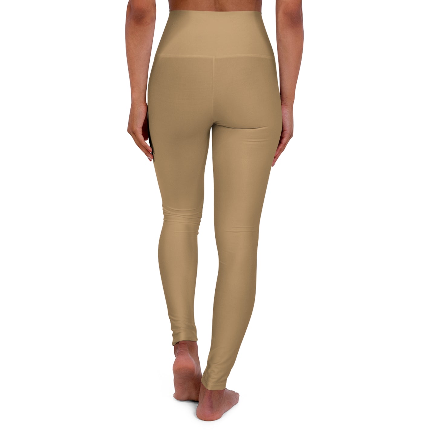 Camel Tan Color High-Waist Yoga Leggings Women's Seamless Poly-Span Stretchy Pants XS-2XL