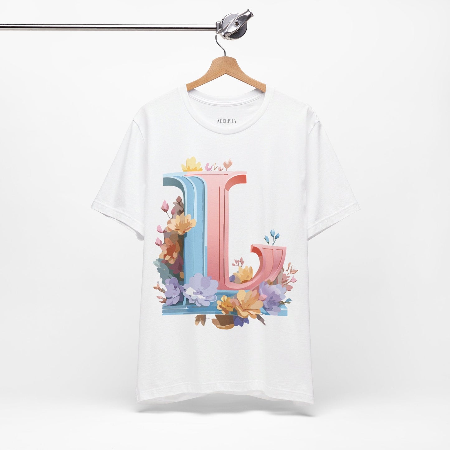 Letter L Shirt Graphic Tee Unisex Short Sleeve Vintage Inspired Artwork Adelpha Premium