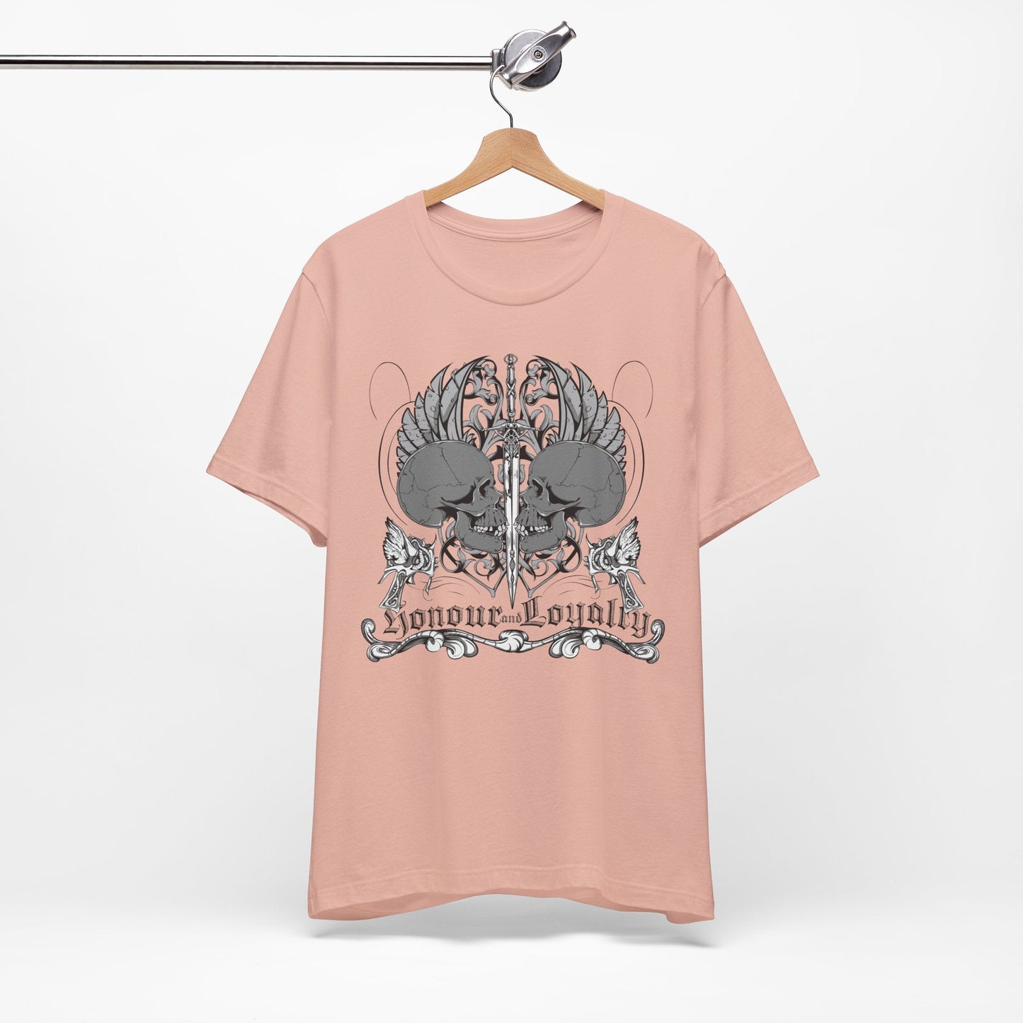 Honor Loyalty crest tee Gothic heraldry skulls wings emblem Art-48