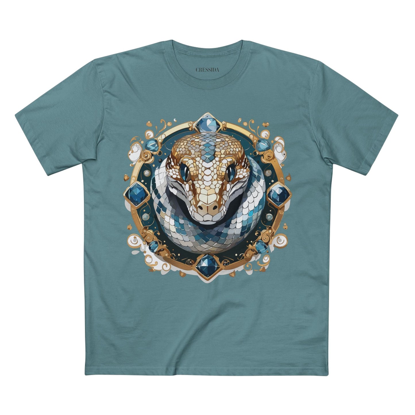 Snake Graphic Unisex 100 Cotton Tee With Unique Animal Golden Medallion Art Design 42