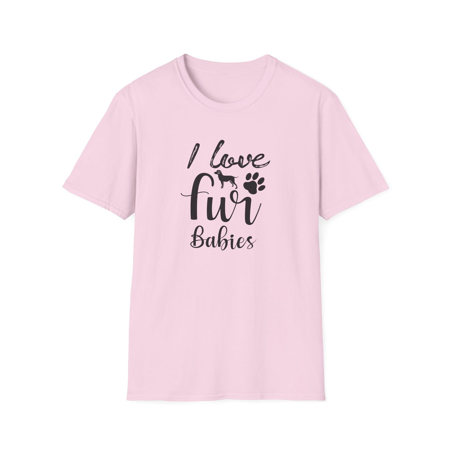 I Love Fur T-Shirt Dog & Cat Paw Graphic Tee for Pet Lovers Unisex Cotton T-Shirt Gildan Softstyle 64000 Tee