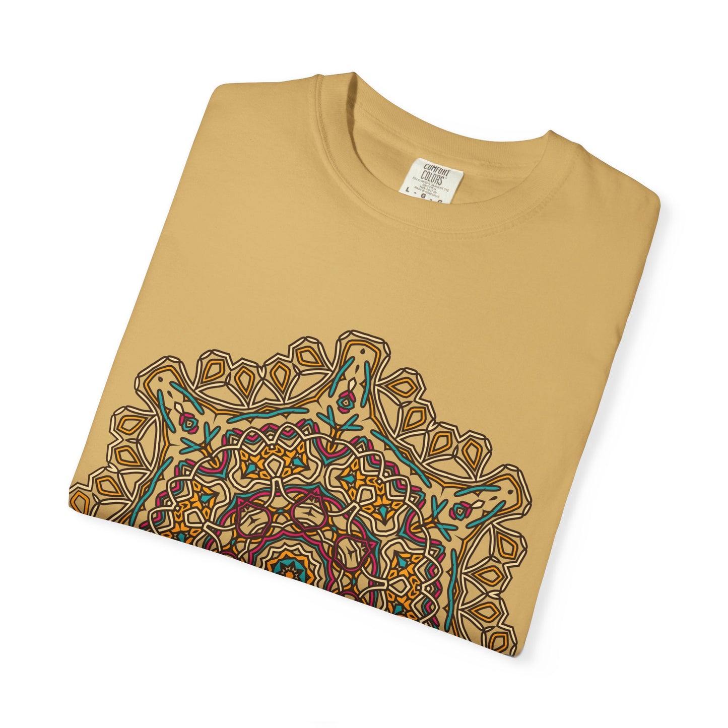 Unisex Garment Dyed Cotton T-Shirt with Mandala Graphic Design