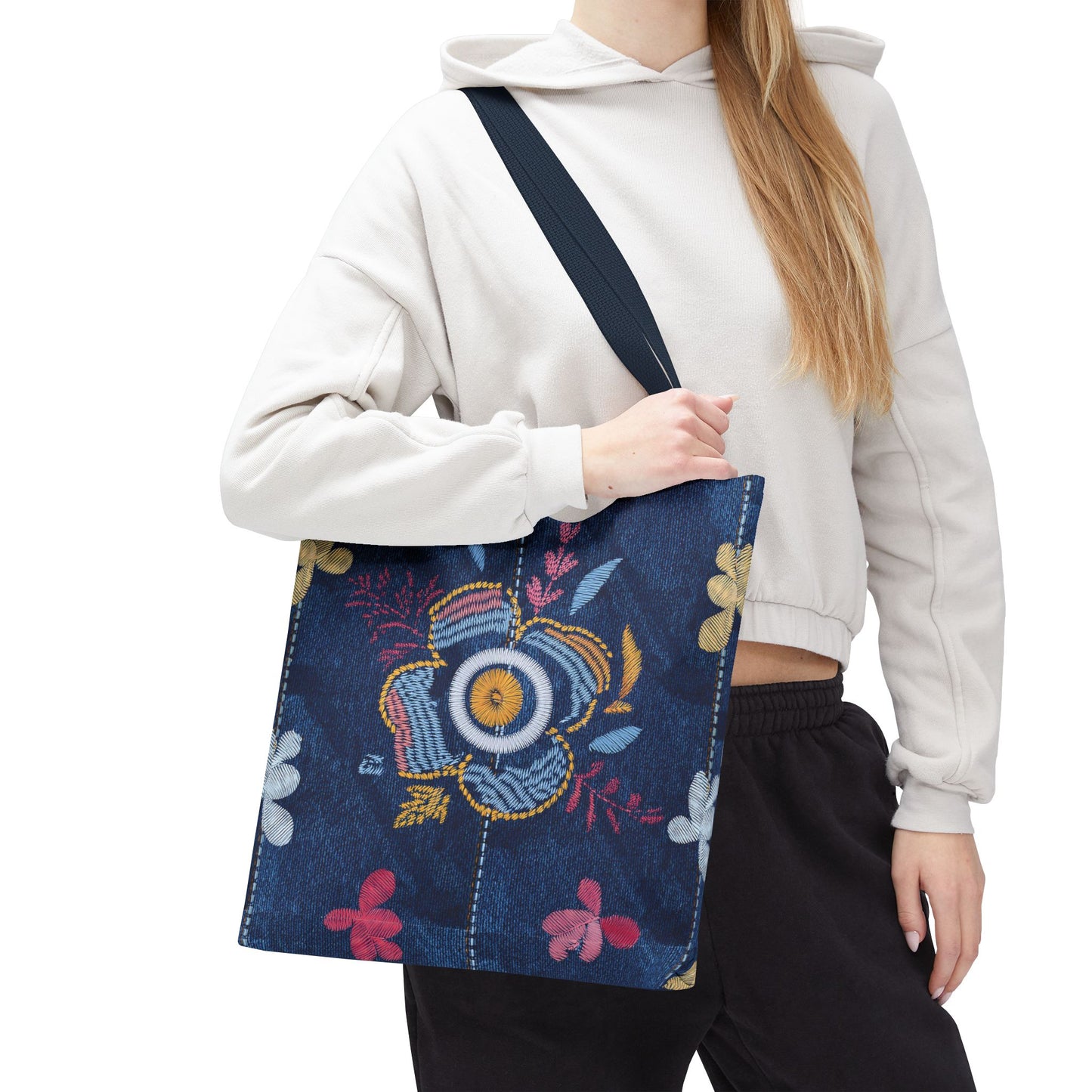Denim Fabric Imitation Print Unisex Canvas Bag Poly Spun 3 Sizes Tote Bag 167
