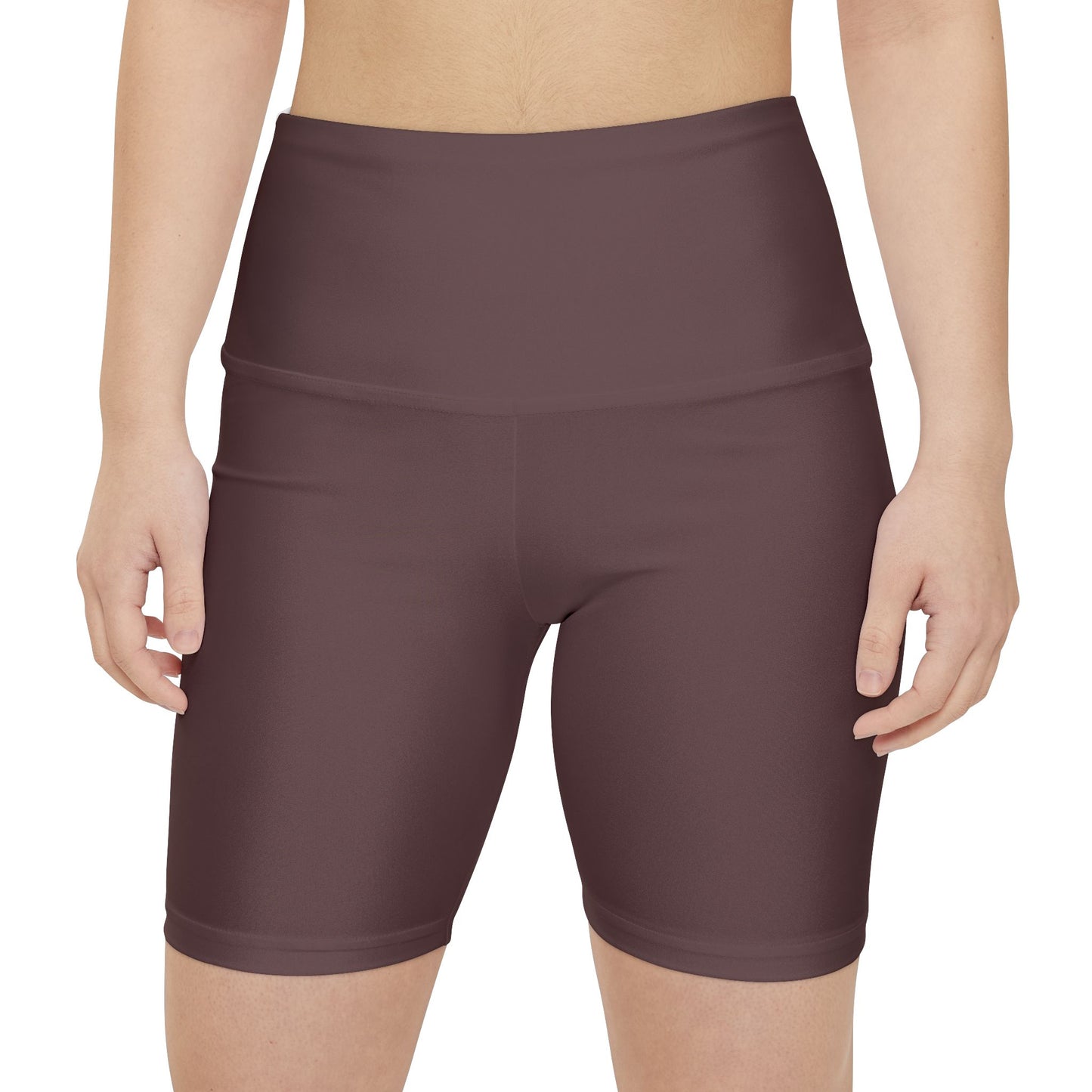 Plum Brown Women's Workout Shorts — High-Waist Biker Shorts for Exercise & Everyday Wear