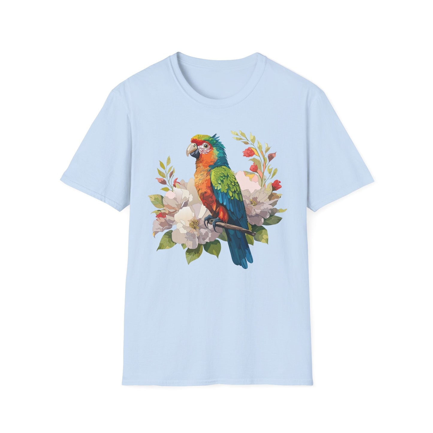 Floral Bird T Shirt Unisex Softstyle Gildan 64000 Graphic Tee With Animal Design