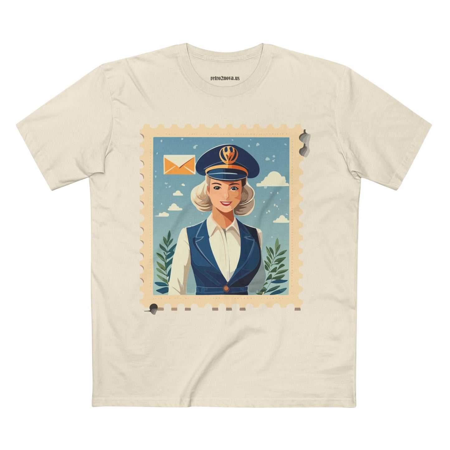 Stamp Shirt Postage Stamp Tee Unisex Premium Cotton Original Art Design Retro2Nova