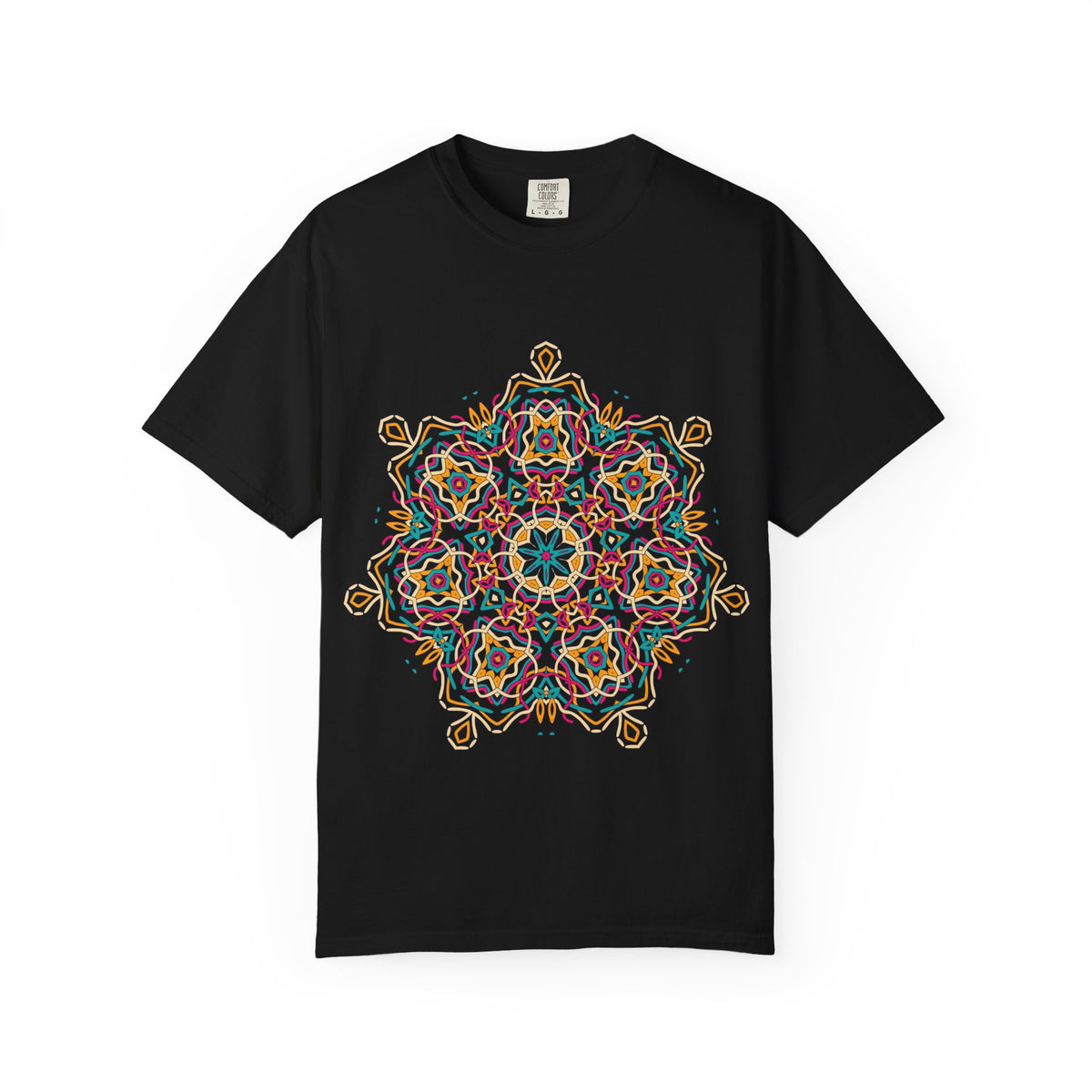 Unisex Garment Dyed Cotton T-Shirt with Mandala Graphic Design