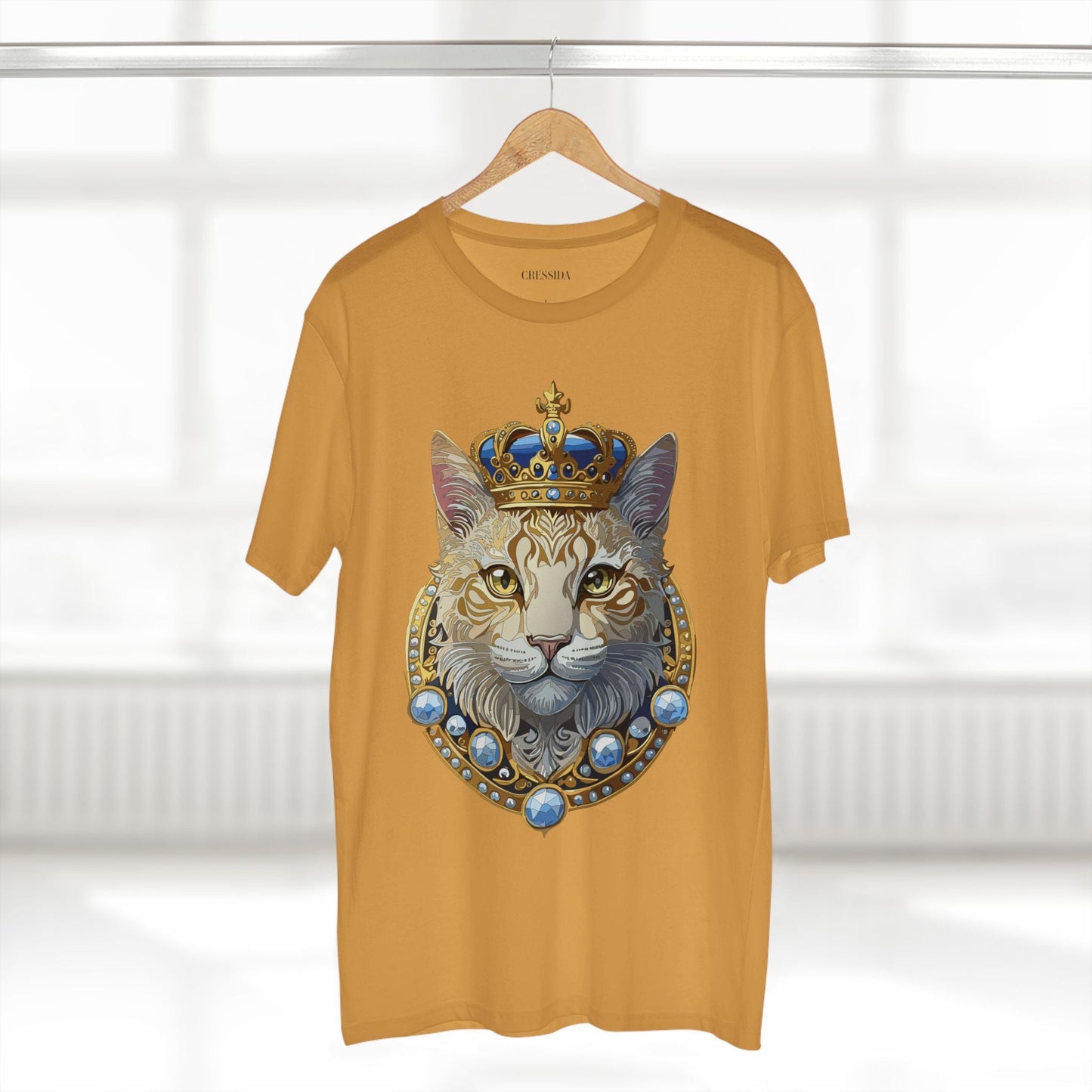 Cat Graphic Unisex 100 Cotton Tee With Unique Animal Golden Medallion Art Design 14