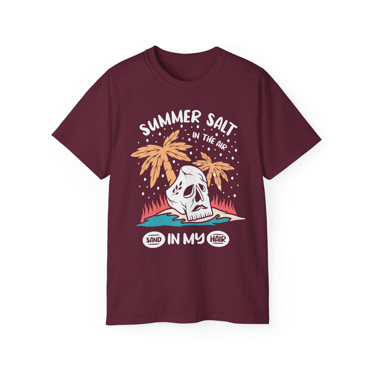 Summer Salt Skull Tee | Palm Trees Beach Vibes Graphic Shirt